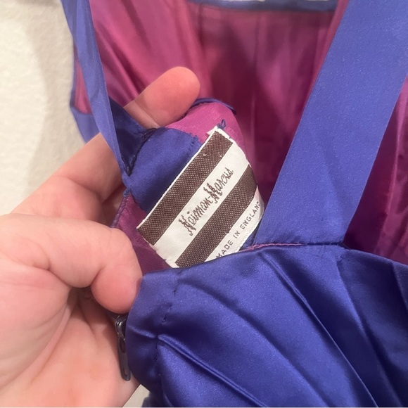 Vintage gem! Neiman Marcus purple/blue black pleated mini dress fits size small - Picture 8 of 15